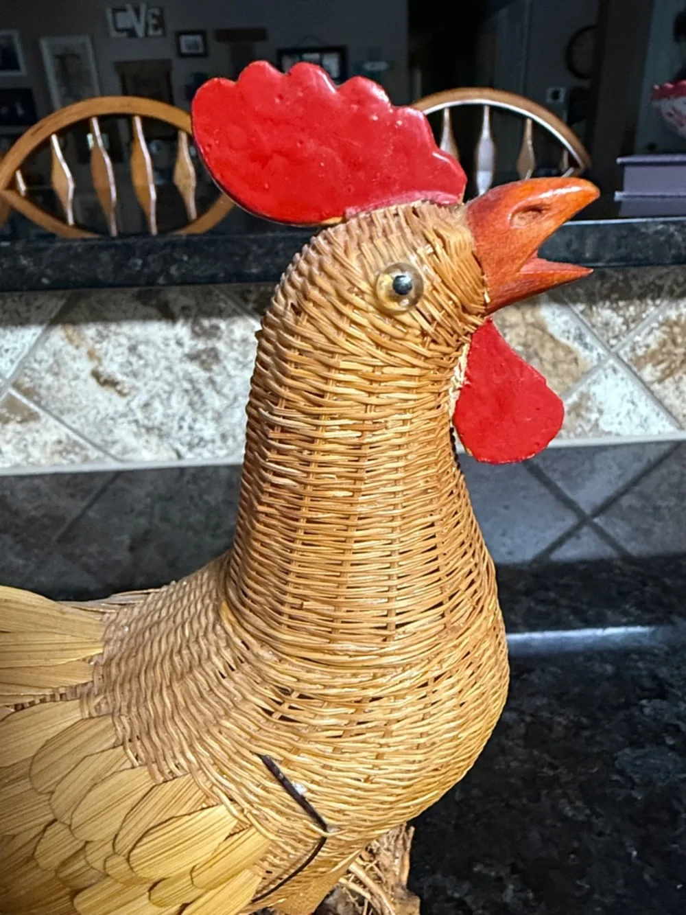 Kiangsi Handicrafts Rooster Chicken Basket With Lid Vintage